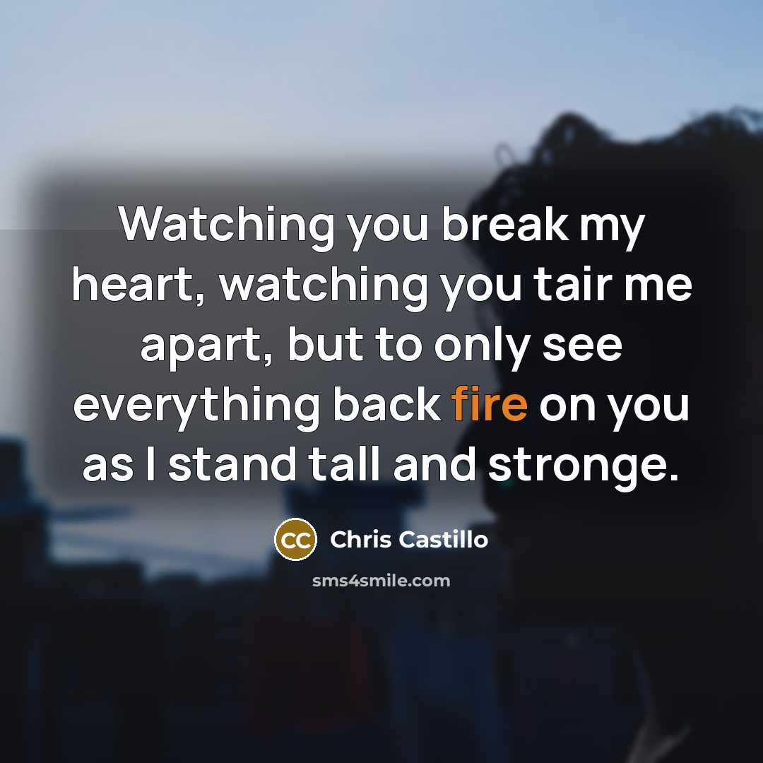 “Watching you break my heart, watching you tair me apart,…” quote by Chris Castillo