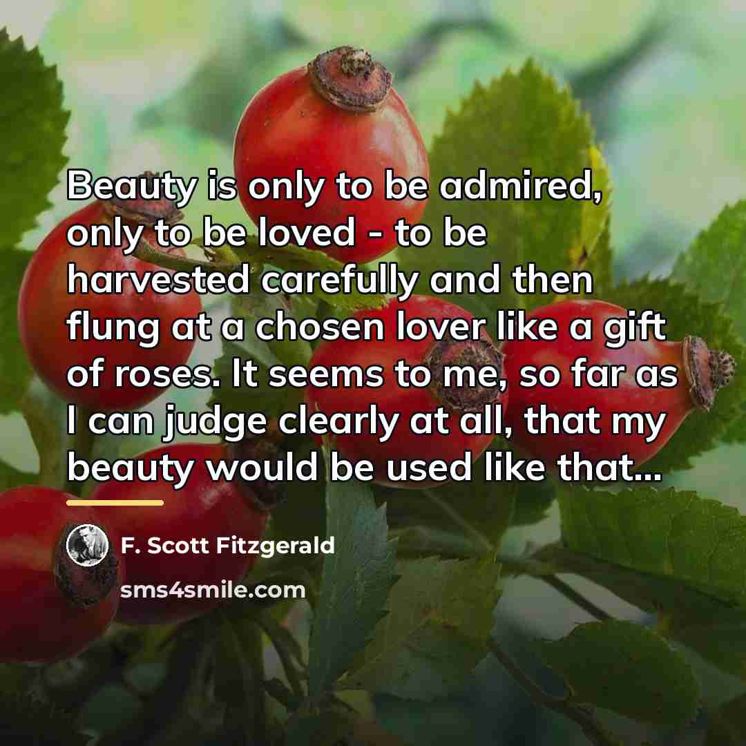 “Beauty is only to be admired, only to be loved…” quote by F. Scott Fitzgerald