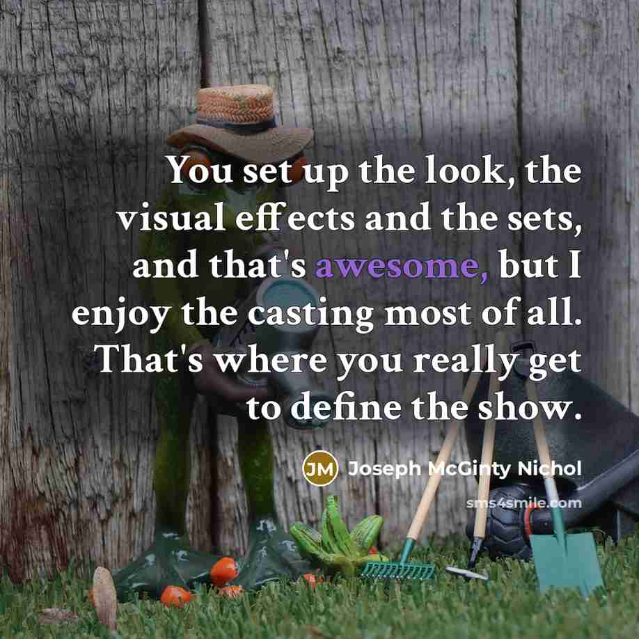 “You set up the look, the visual effects and the…” quote by Joseph McGinty Nichol