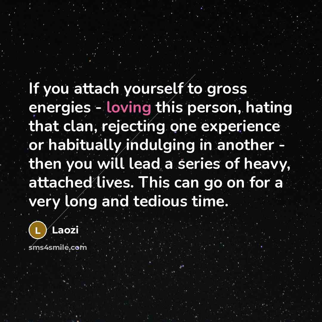 “If you attach yourself to gross energies - loving this…” quote by Laozi