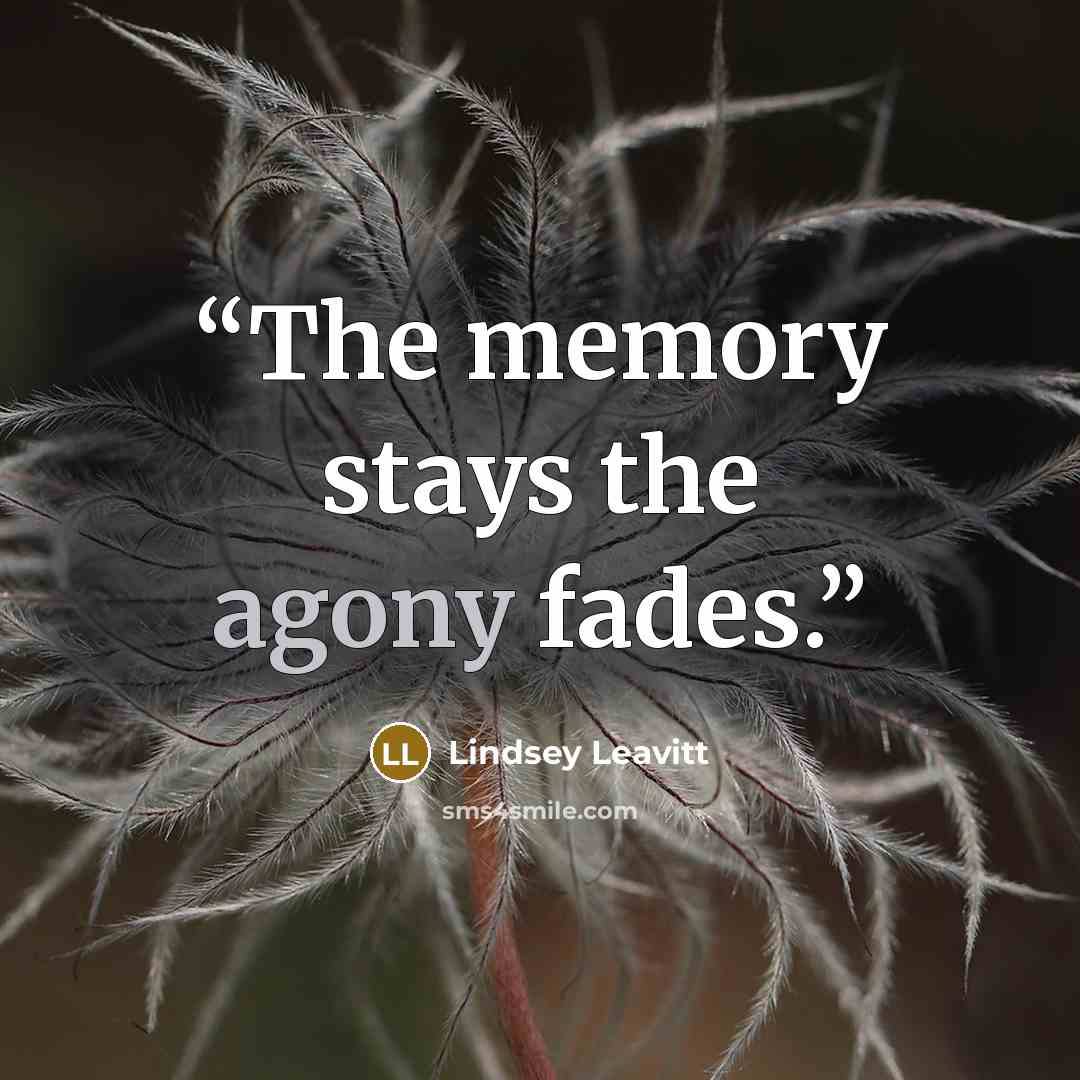 “The memory stays the agony fades.” quote by Lindsey Leavitt