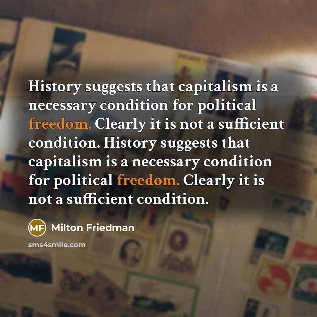 “History suggests that capitalism is a necessary condition for political…” quote by Milton Friedman