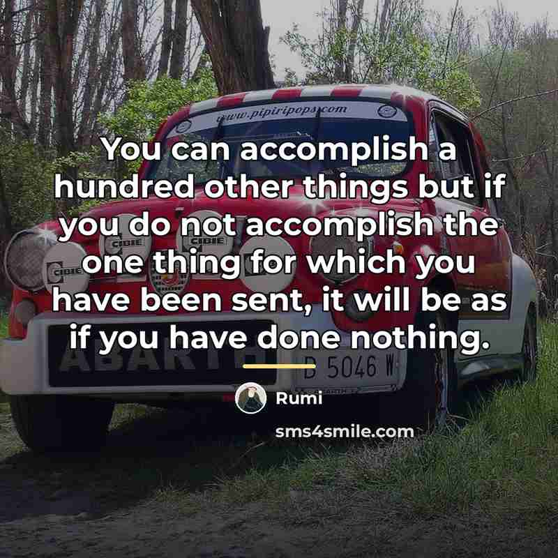 “You can accomplish a hundred other things but if you…” quote by Rumi