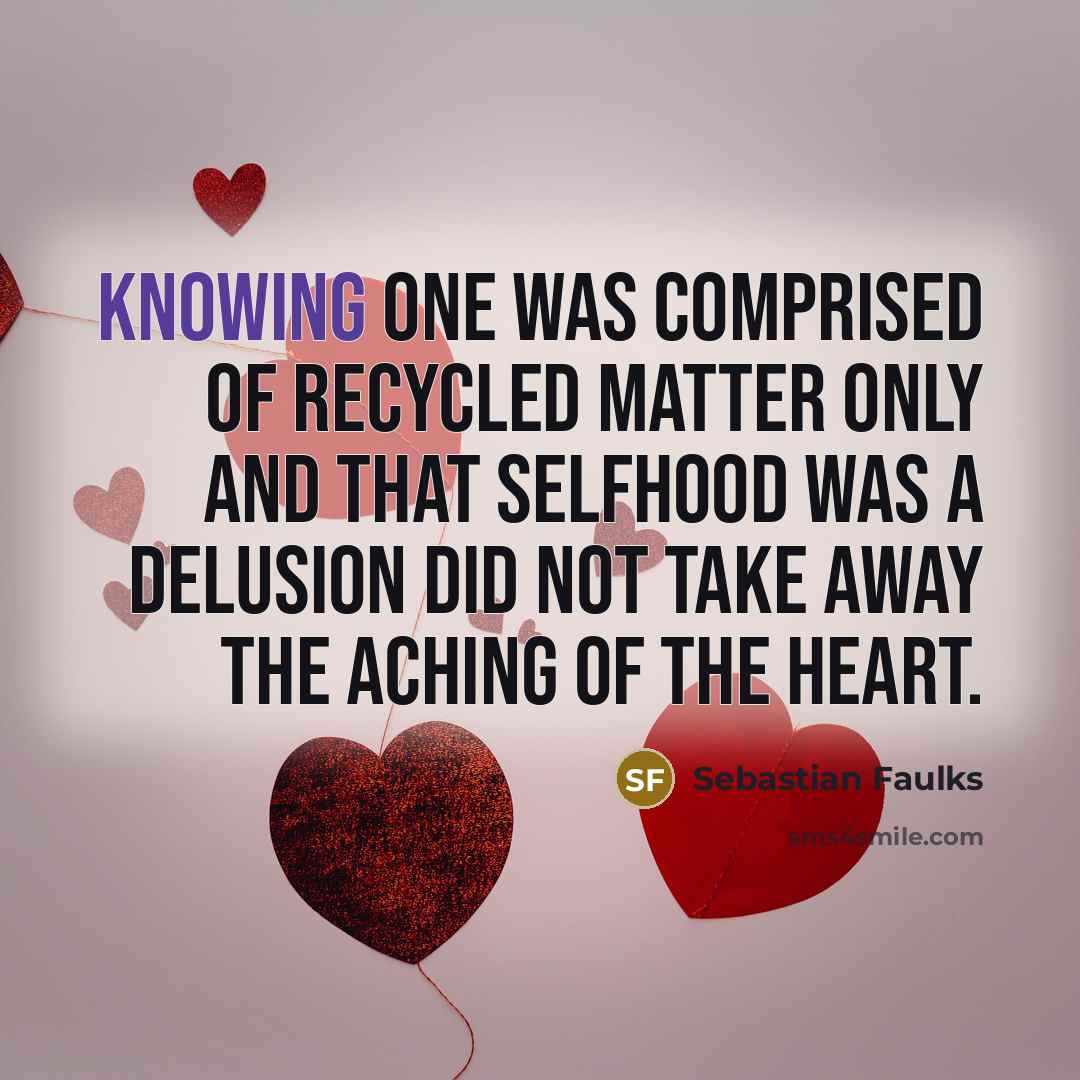 “Knowing one was comprised of recycled matter only and that…” quote by Sebastian Faulks