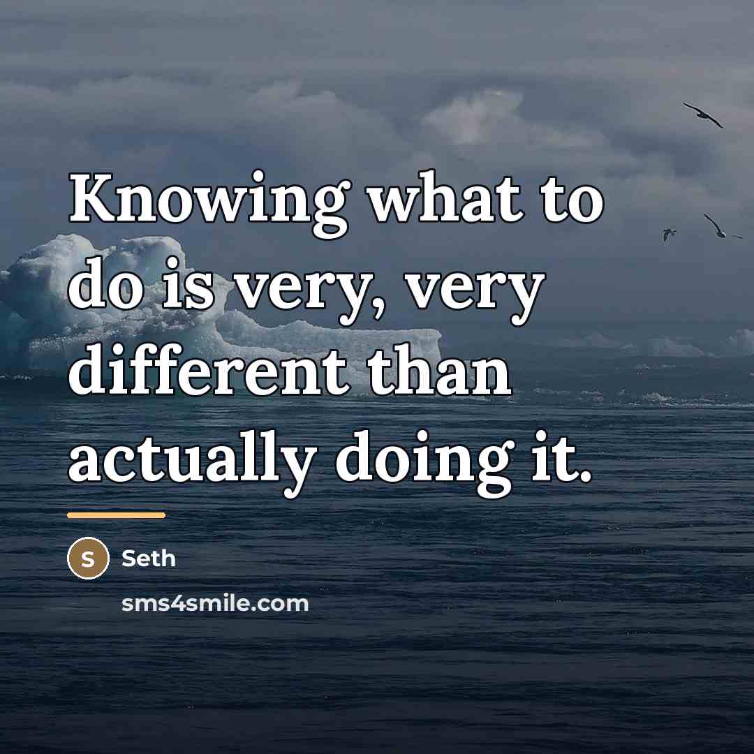 “Knowing what to do is very, very different than actually…” quote by Seth