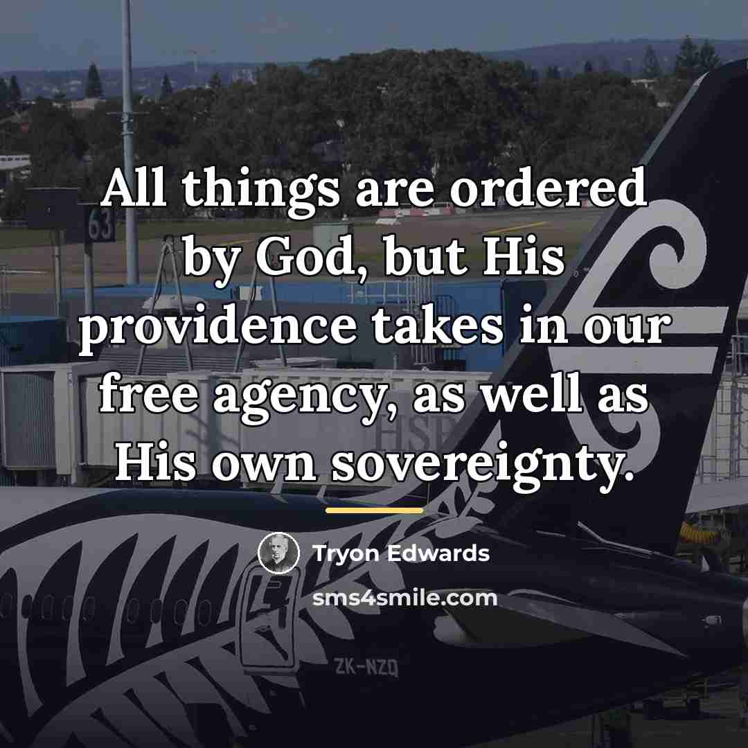 “All things are ordered by God, but His providence takes…” quote by Tryon Edwards