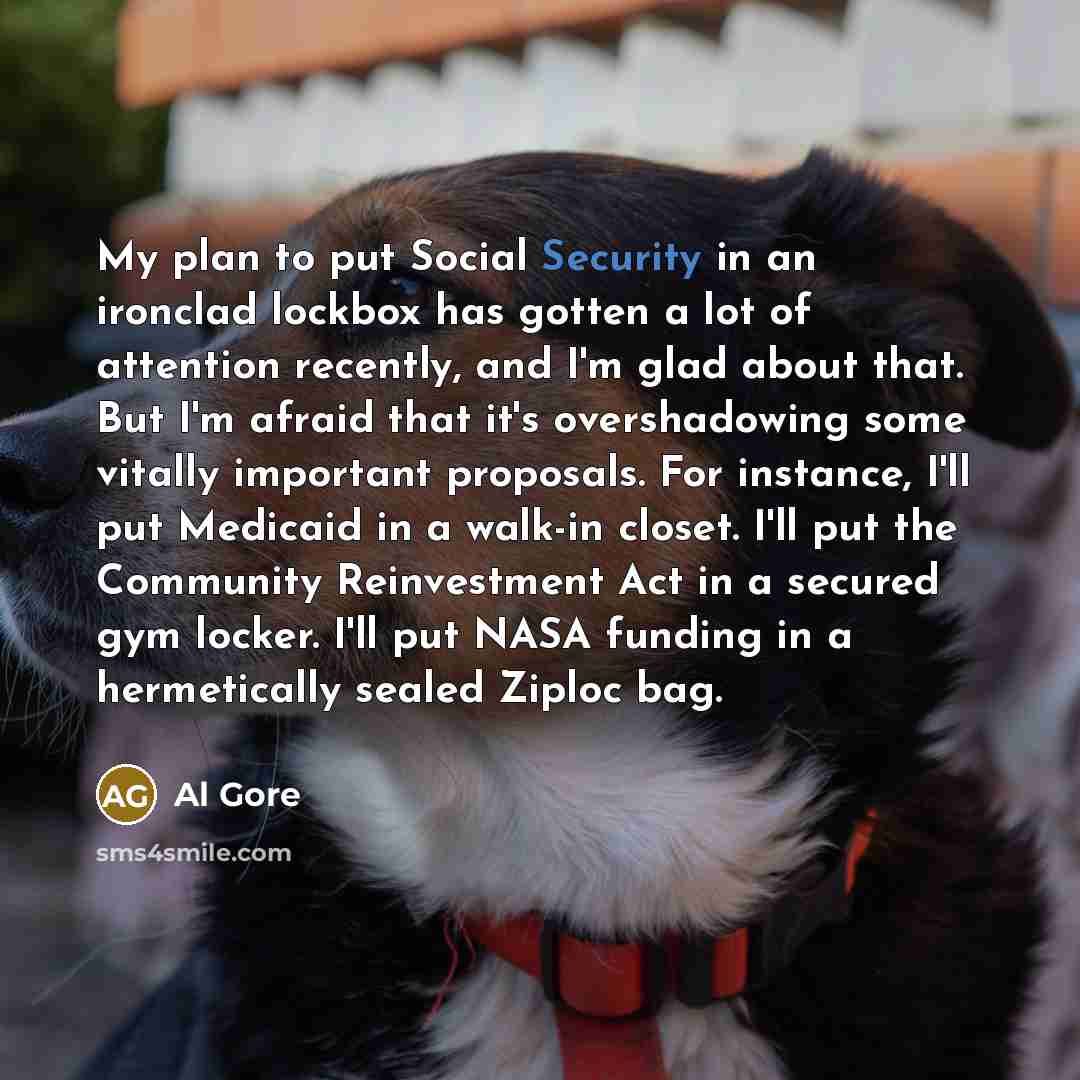 “My plan to put Social Security in an ironclad lockbox…” quote by Al Gore