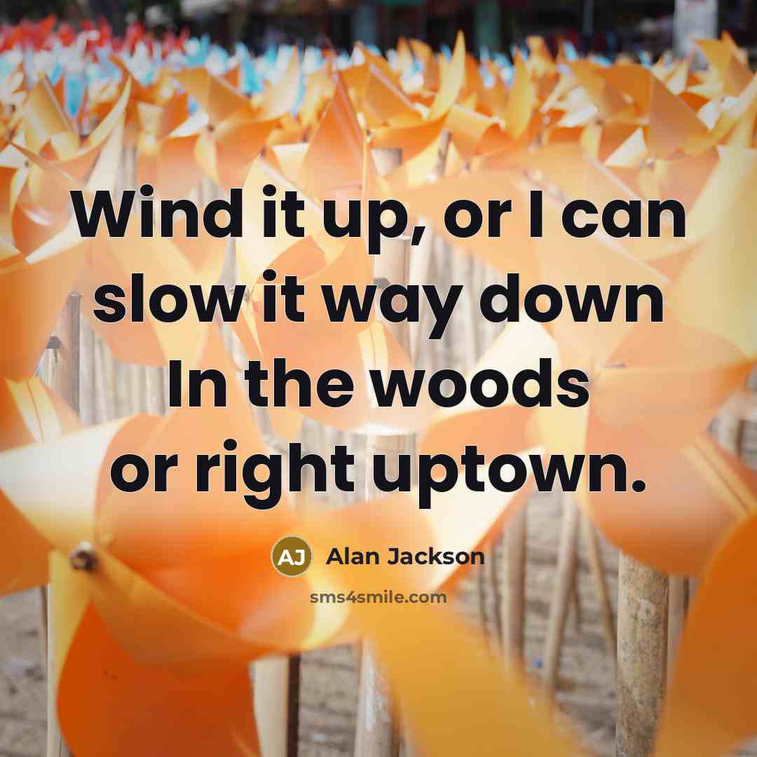 “Wind it up, or I can slow it way down In the woods or right uptown.” quote by Alan Jackson