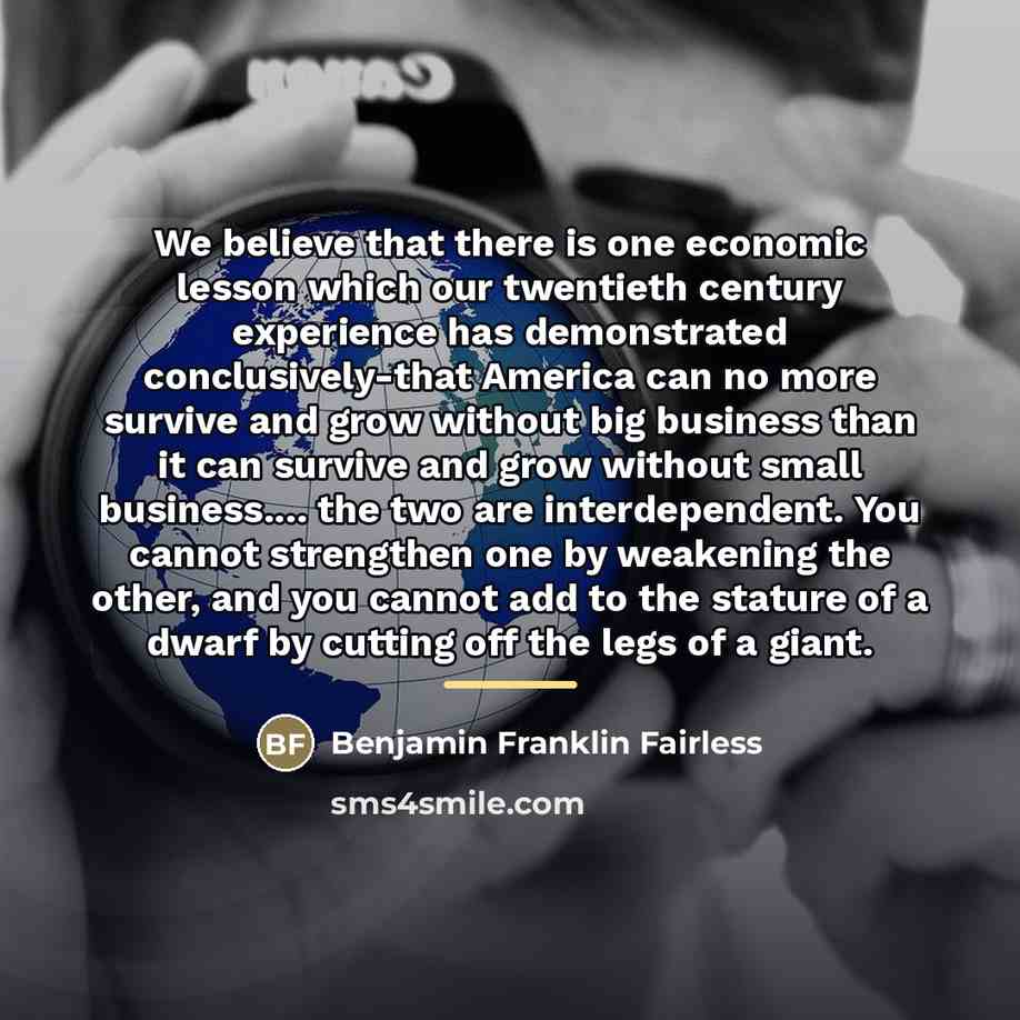 “We believe that there is one economic lesson which our…” quote by Benjamin Franklin Fairless