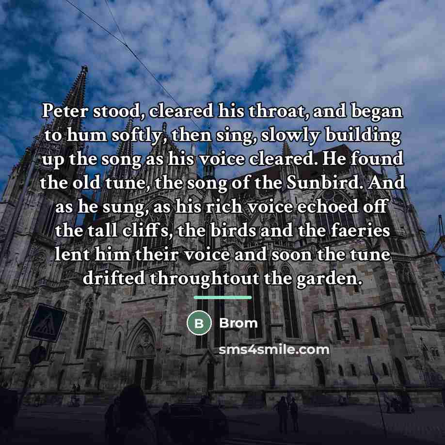 “Peter stood, cleared his throat, and began to hum softly,…” quote by Brom