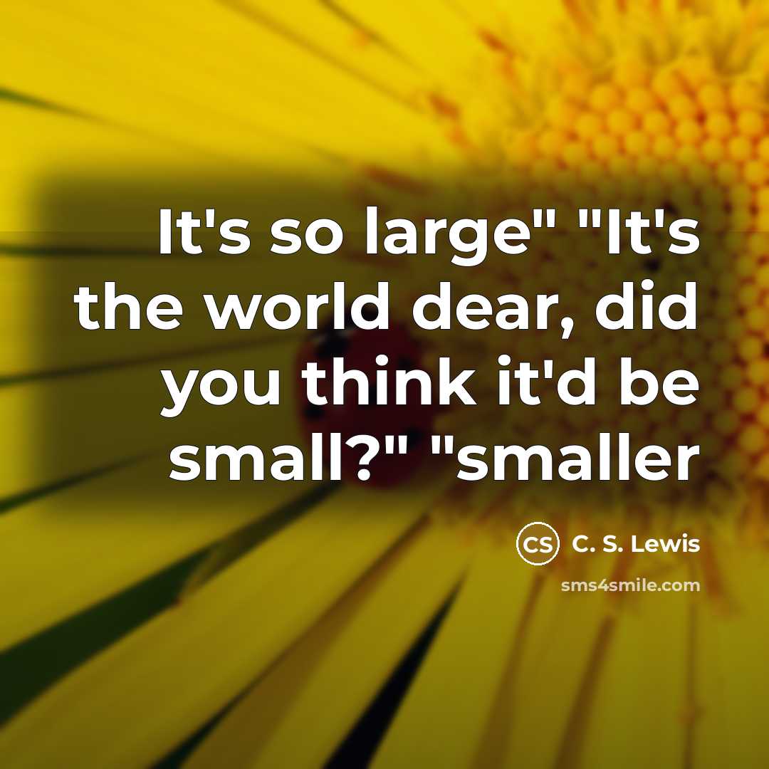 “It's so large" "It's the world dear, did you think…” quote by C. S. Lewis