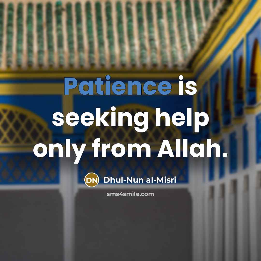“Patience is seeking help only from Allah.…” quote by Dhul-Nun al-Misri