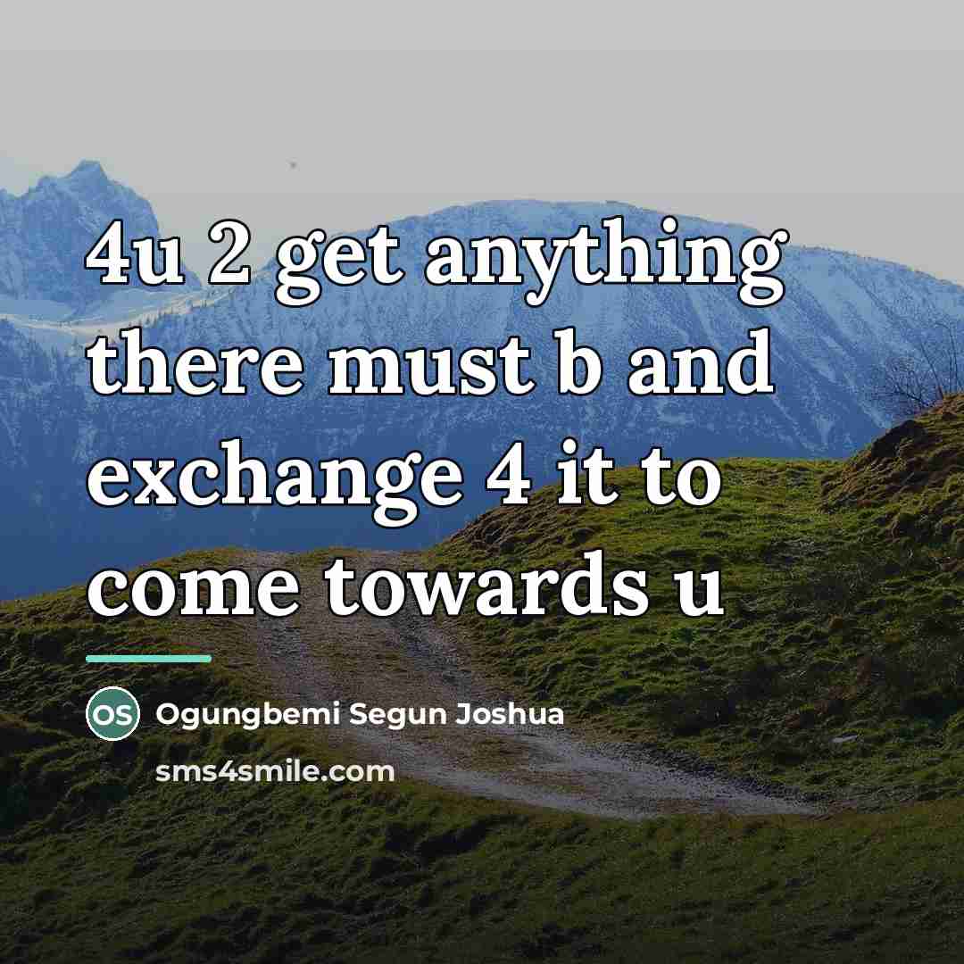 “4u 2 get anything there must b and exchange 4…” quote by Ogungbemi Segun Joshua