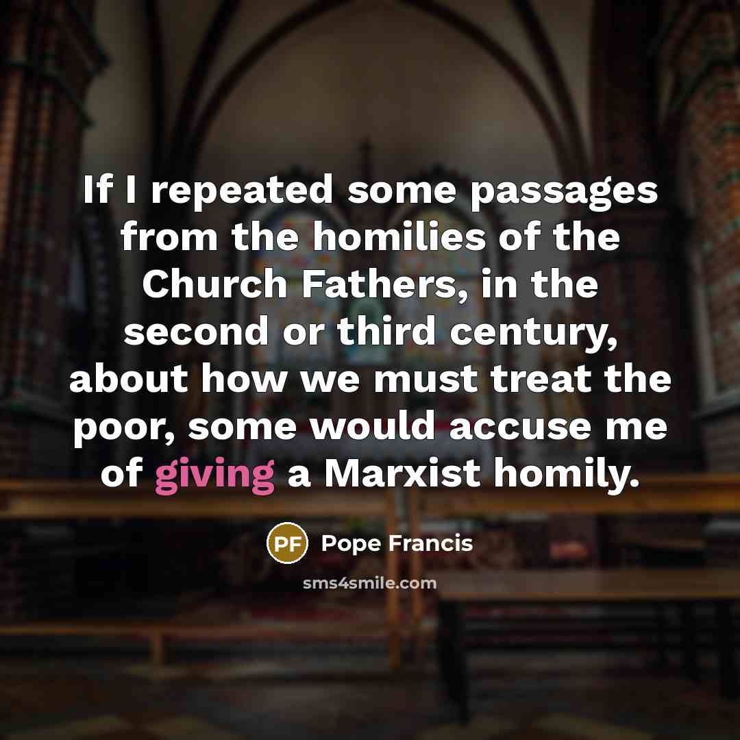 “If I repeated some passages from the homilies of the…” quote by Pope Francis