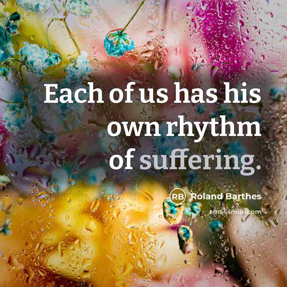 “Each of us has his own rhythm of suffering.…” quote by Roland Barthes