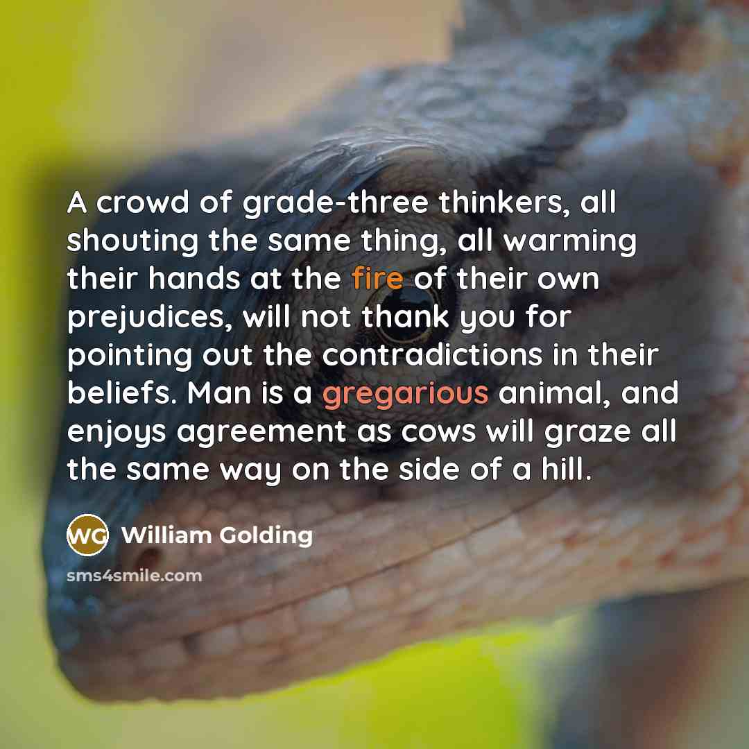 “A crowd of grade-three thinkers, all shouting the same thing,…” quote by William Golding