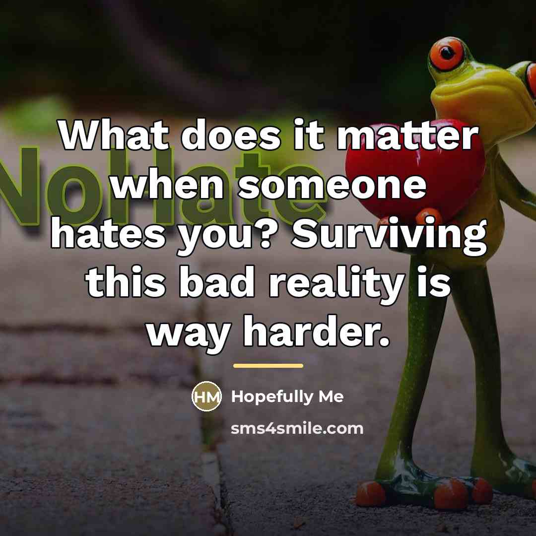 “What does it matter when someone hates you? Surviving this…” quote by Hopefully Me