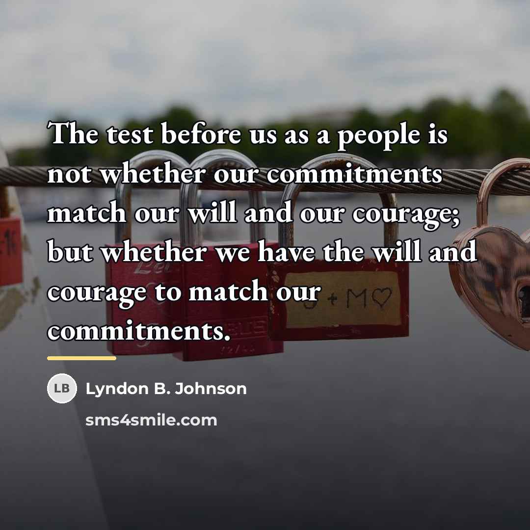 “The test before us as a people is not whether…” quote by Lyndon B. Johnson