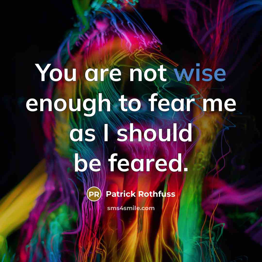 “You are not wise enough to fear me as I…” quote by Patrick Rothfuss