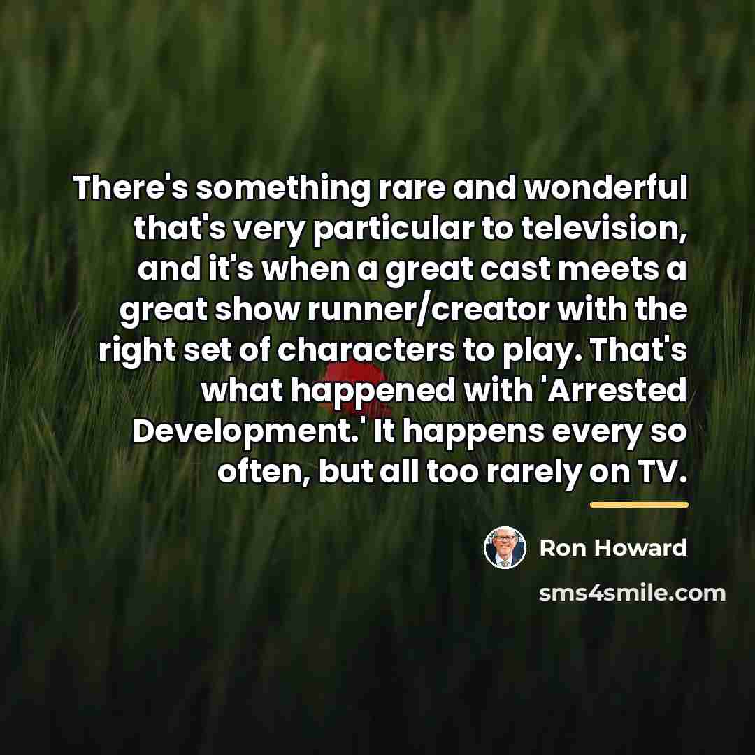 “There's something rare and wonderful that's very particular to television,…” quote by Ron Howard