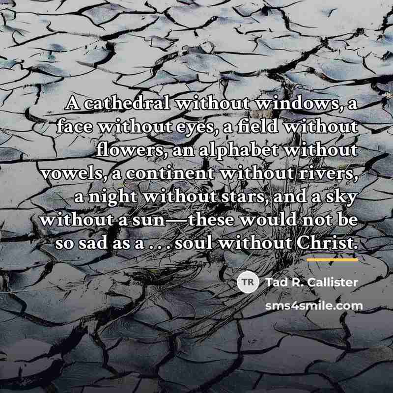 “A cathedral without windows, a face without eyes, a field…” quote by Tad R. Callister