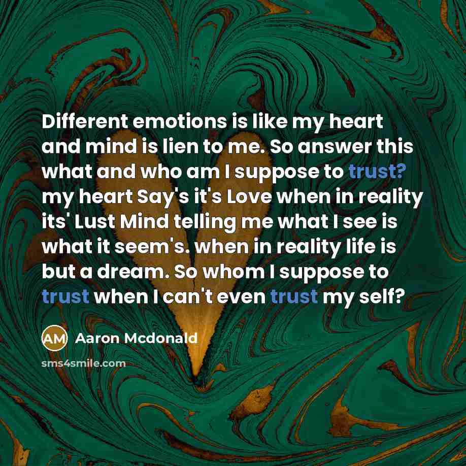 “Different emotions is like my heart and mind is lien…” quote by Aaron Mcdonald