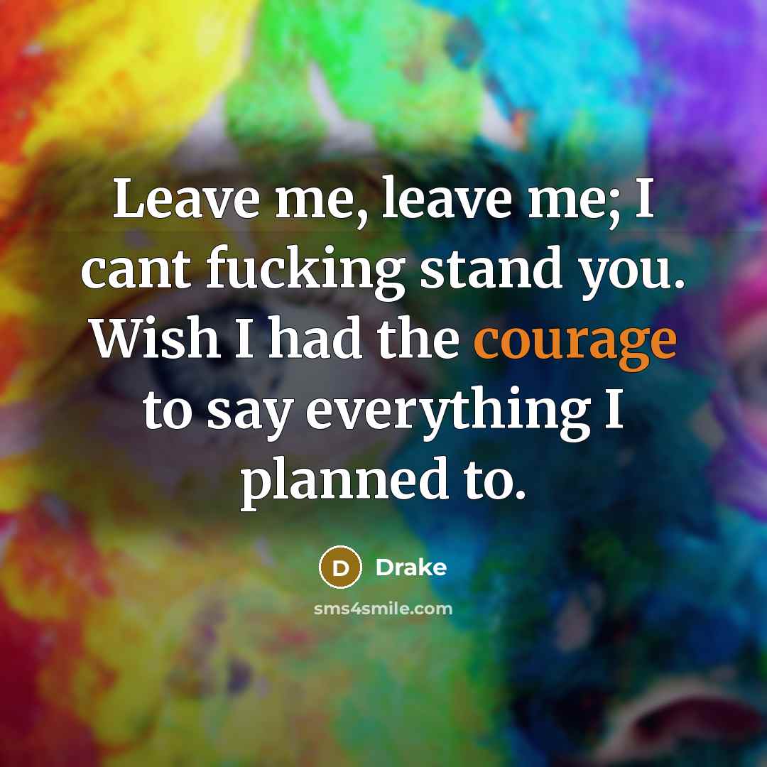 “Leave me, leave me; I cant fucking stand you. Wish…” quote by Drake