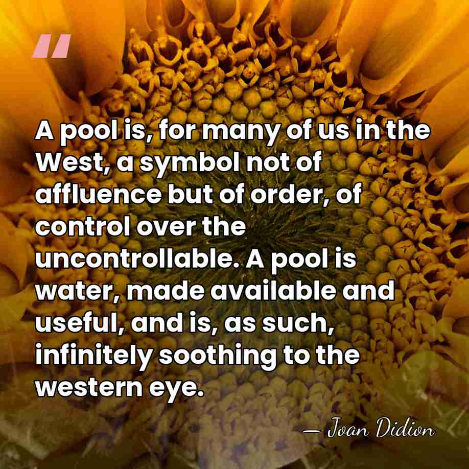 A pool is, for many of us in the West, a symbol&hellip; - Joan Didion