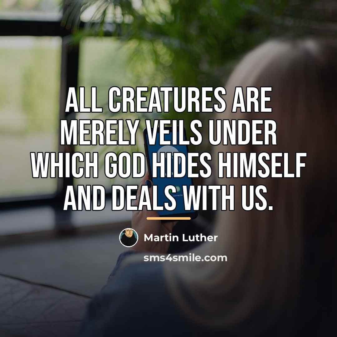 “All creatures are merely veils under which God hides Himself…” quote by Martin Luther
