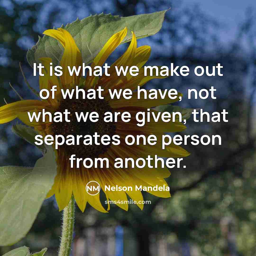 “It is what we make out of what we have,…” quote by Nelson Mandela