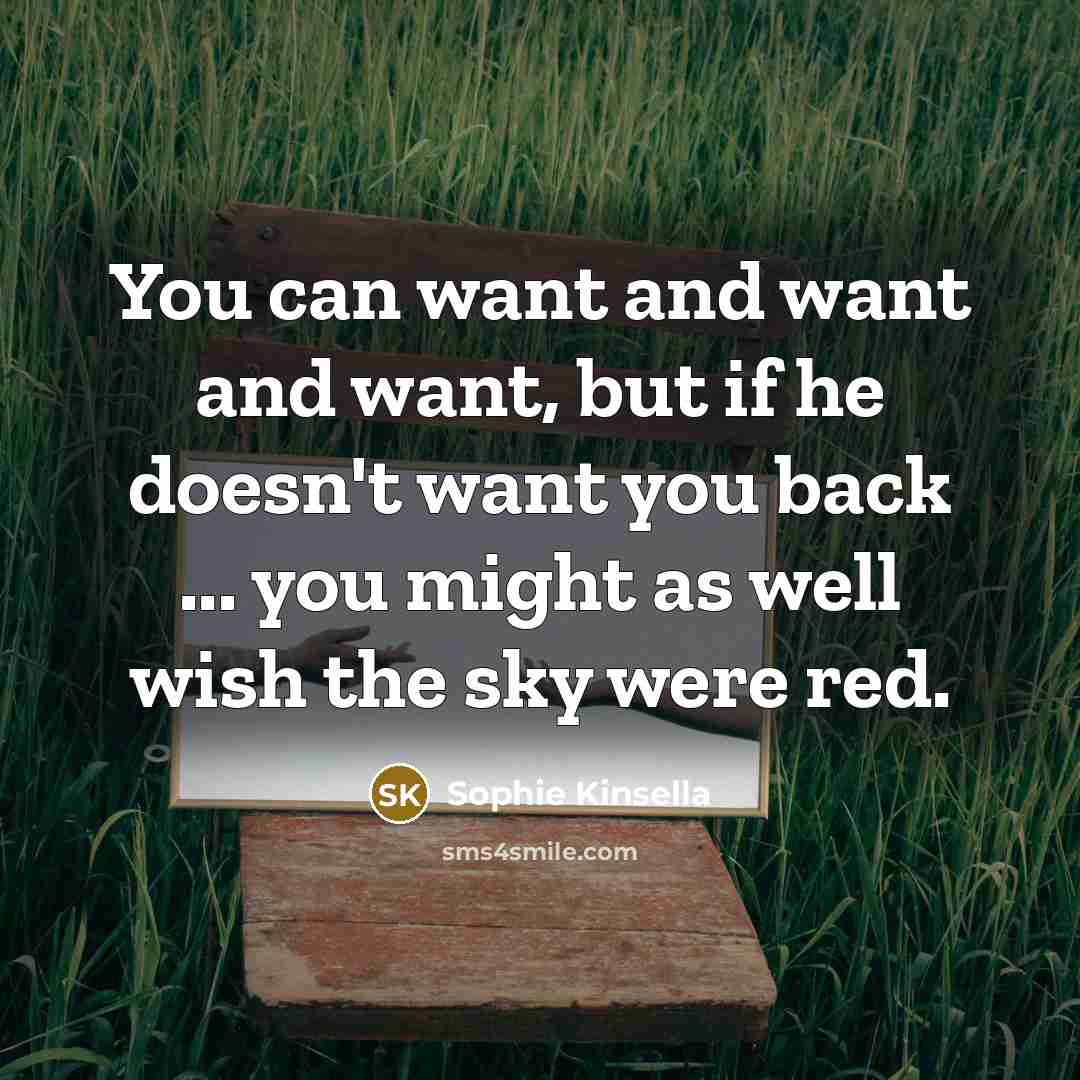 “You can want and want and want, but if he…” quote by Sophie Kinsella