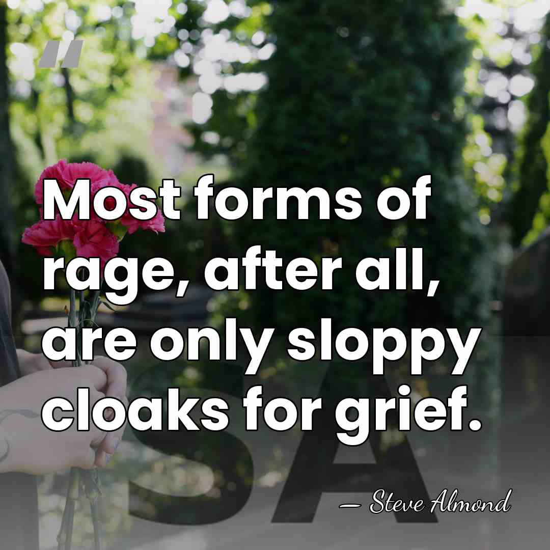 Most forms of rage, after all, are only sloppy cloaks for grief. - Steve Almond