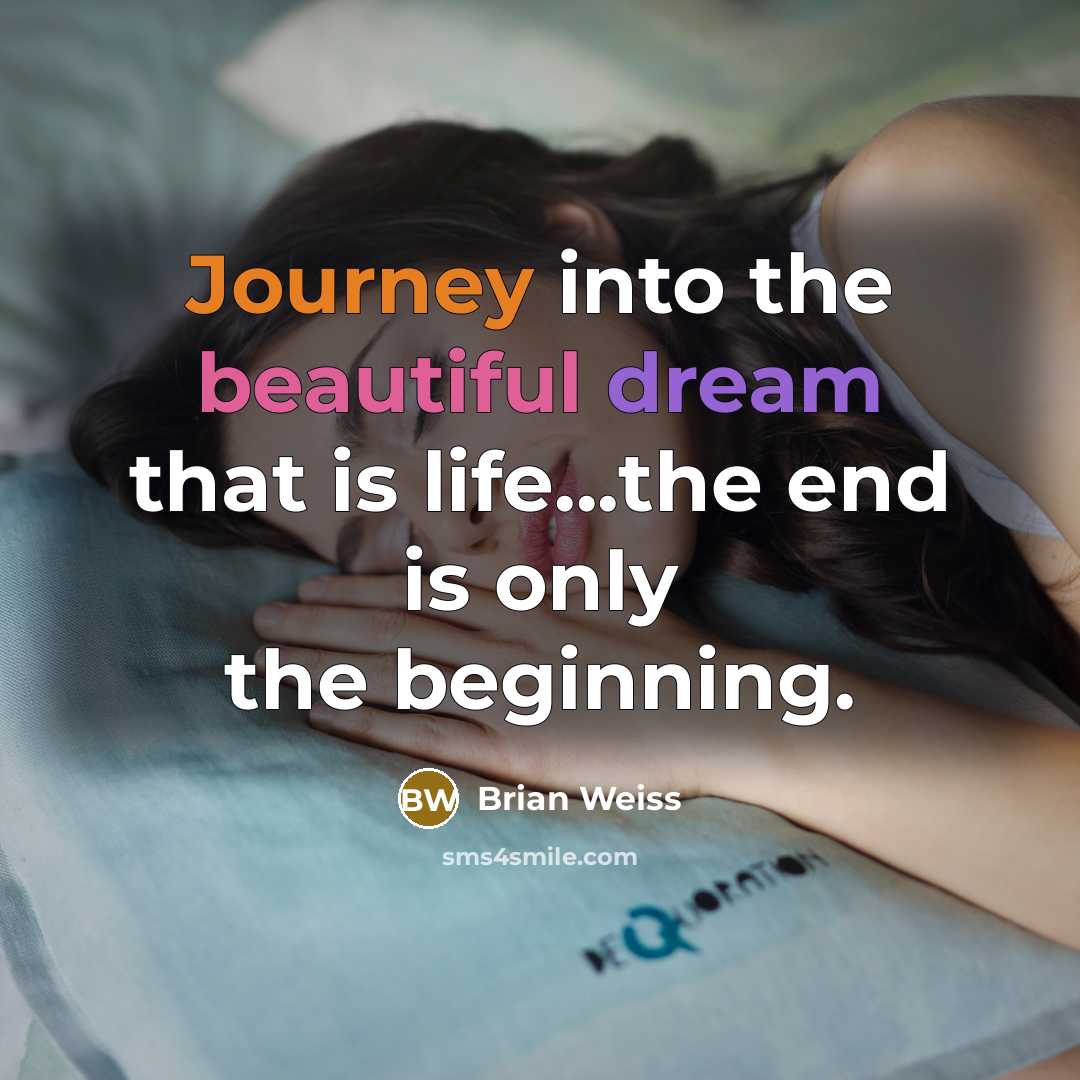 “Journey into the beautiful dream that is life...the end is…” quote by Brian Weiss