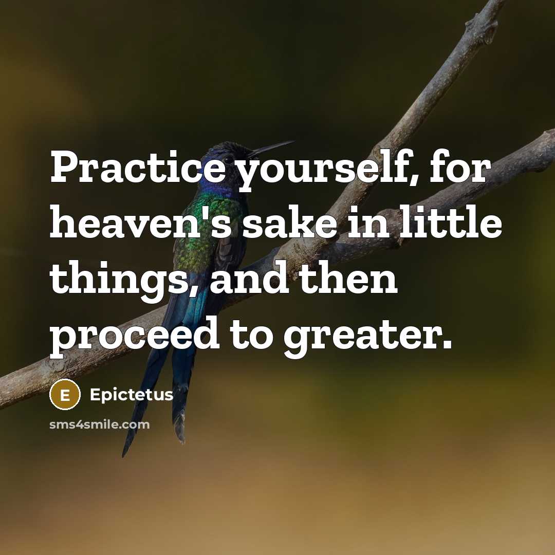 “Practice yourself, for heaven's sake in little things, and then…” quote by Epictetus