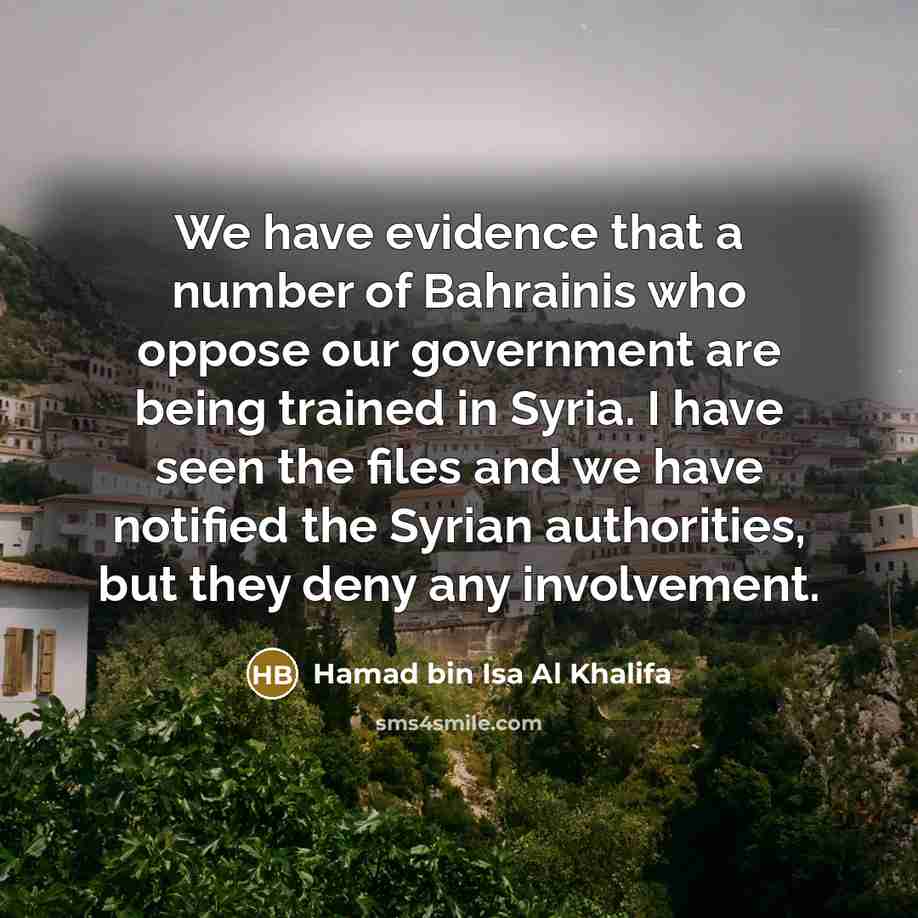 “We have evidence that a number of Bahrainis who oppose…” quote by Hamad bin Isa Al Khalifa