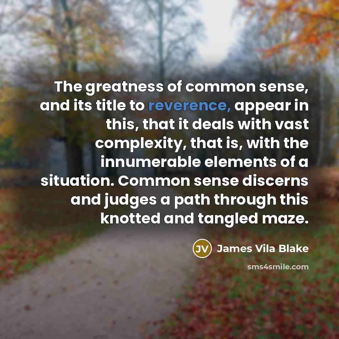 “The greatness of common sense, and its title to reverence,…” quote by James Vila Blake