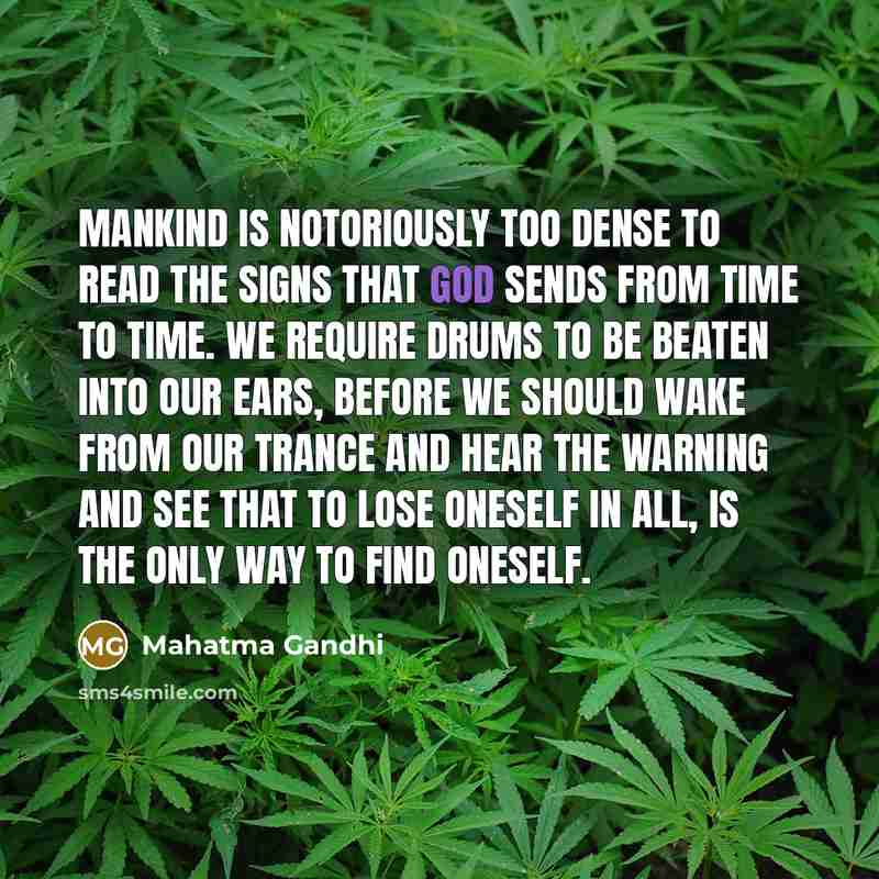 “Mankind is notoriously too dense to read the signs that…” quote by Mahatma Gandhi