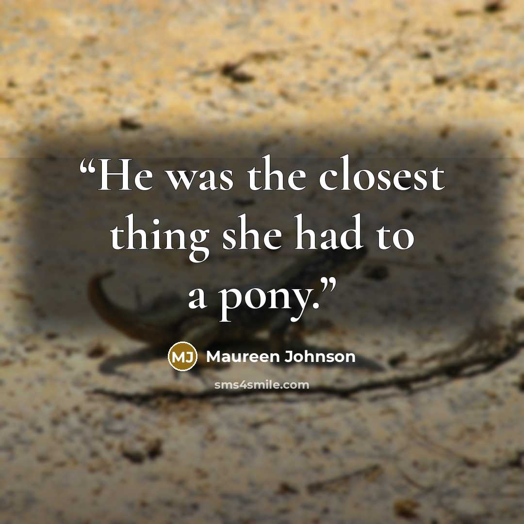“He was the closest thing she had to a pony.” quote by Maureen Johnson