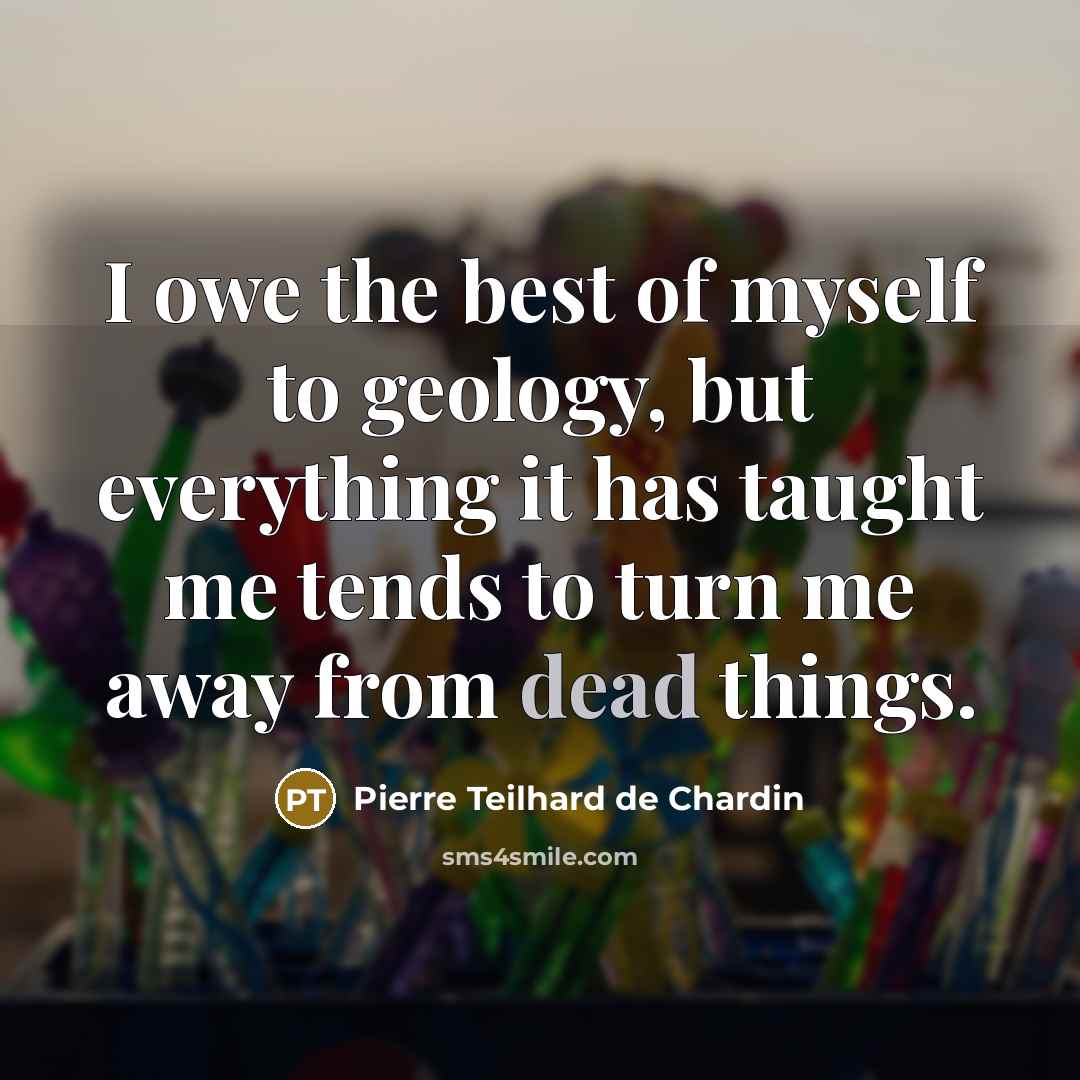 “I owe the best of myself to geology, but everything…” quote by Pierre Teilhard de Chardin