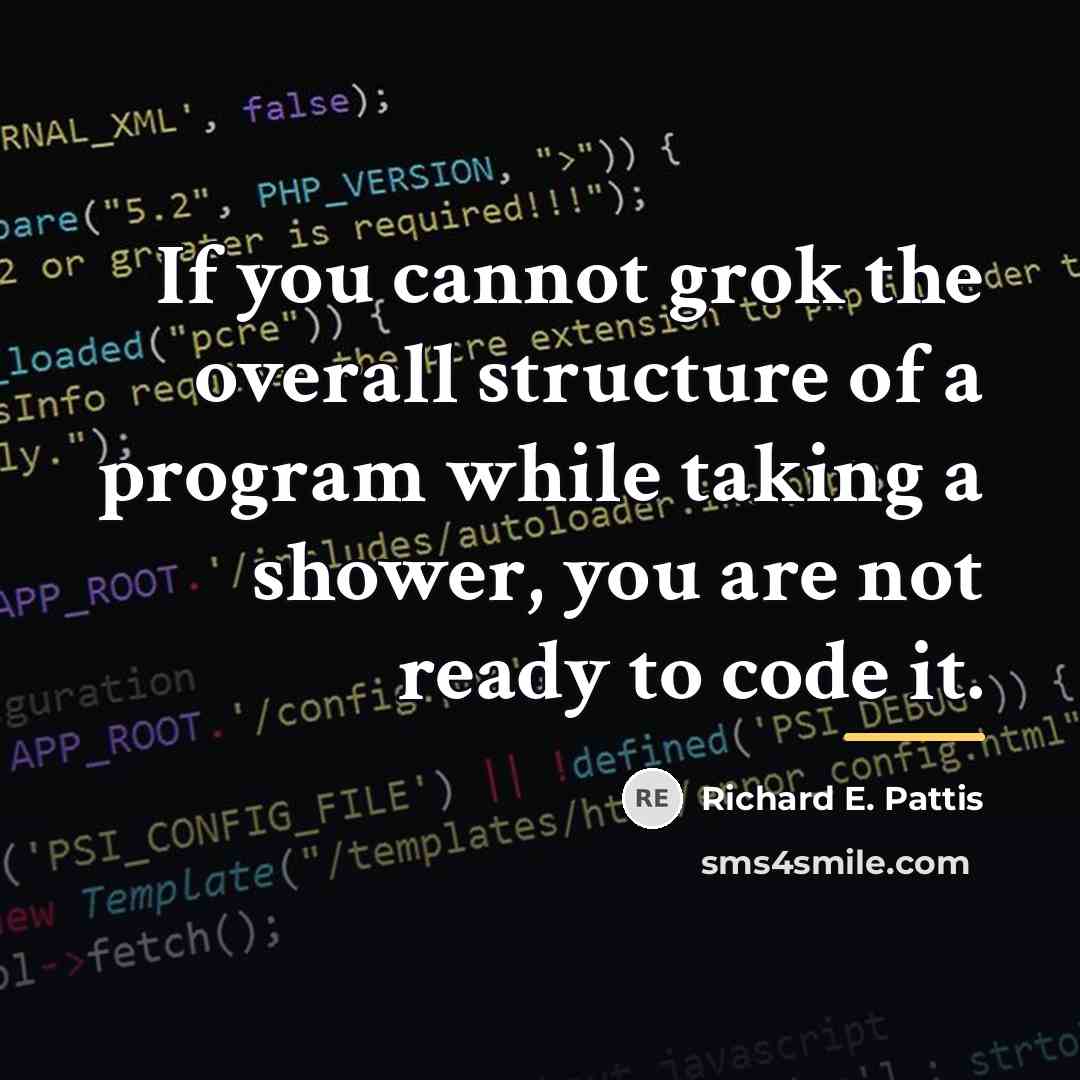 “If you cannot grok the overall structure of a program…” quote by Richard E. Pattis