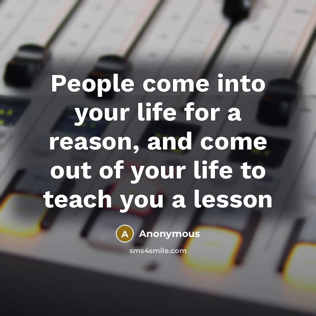 “People come into your life for a reason, and come out of your life to teach you a lesson” quote by Anonymous