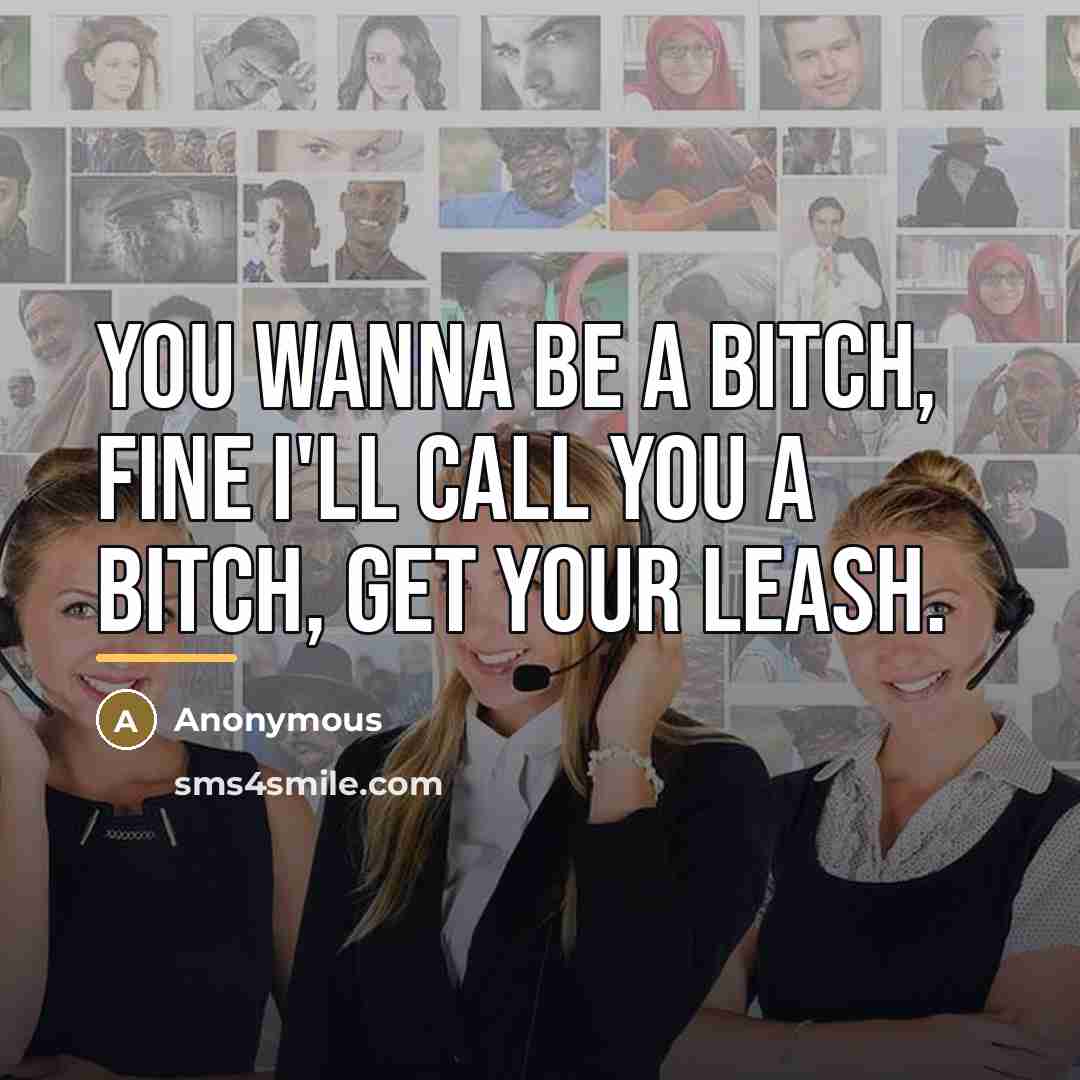 “You wanna be a bitch, fine I'll call you a…” quote by Anonymous