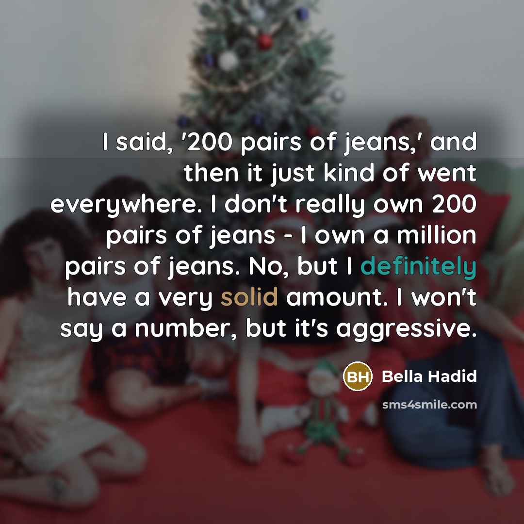 “I said, '200 pairs of jeans,' and then it just…” quote by Bella Hadid
