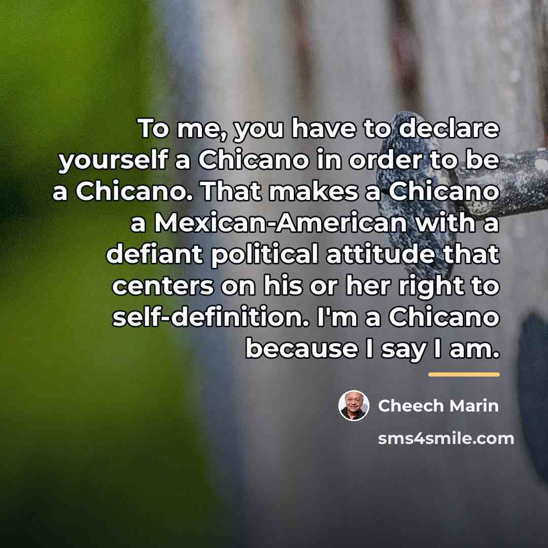 “To me, you have to declare yourself a Chicano in…” quote by Cheech Marin