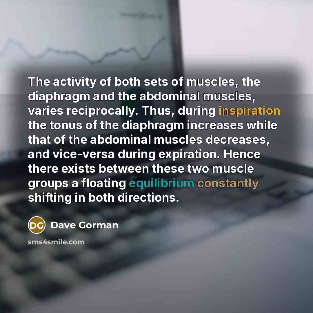 “The activity of both sets of muscles, the diaphragm and…” quote by Dave Gorman