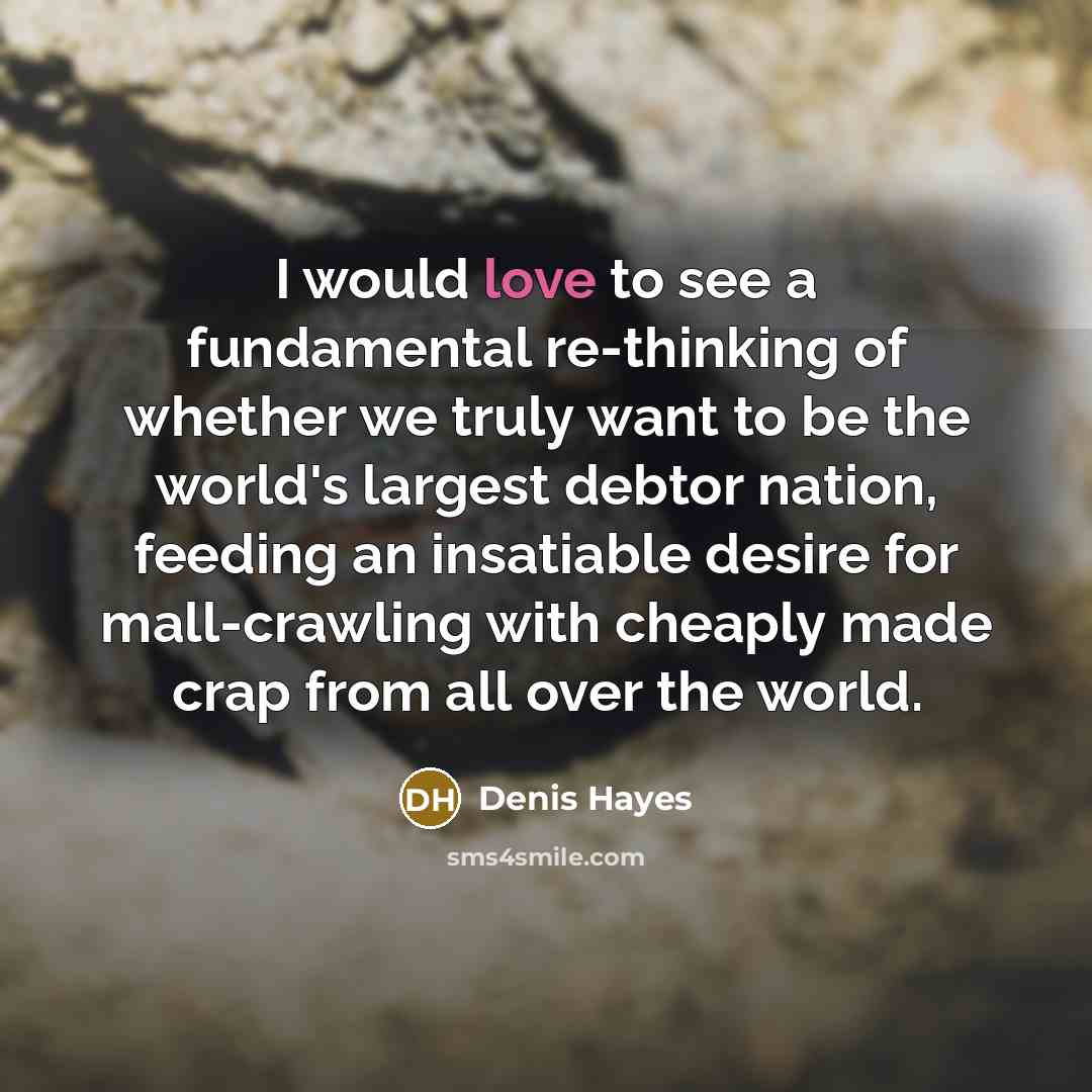 “I would love to see a fundamental re-thinking of whether…” quote by Denis Hayes