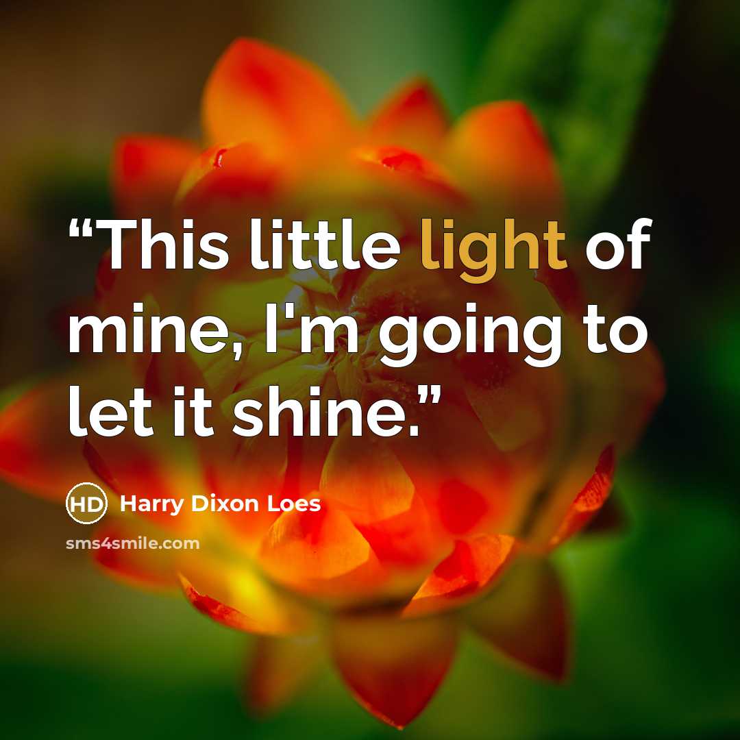 “This little light of mine, I'm going to let it shine.” quote by Harry Dixon Loes
