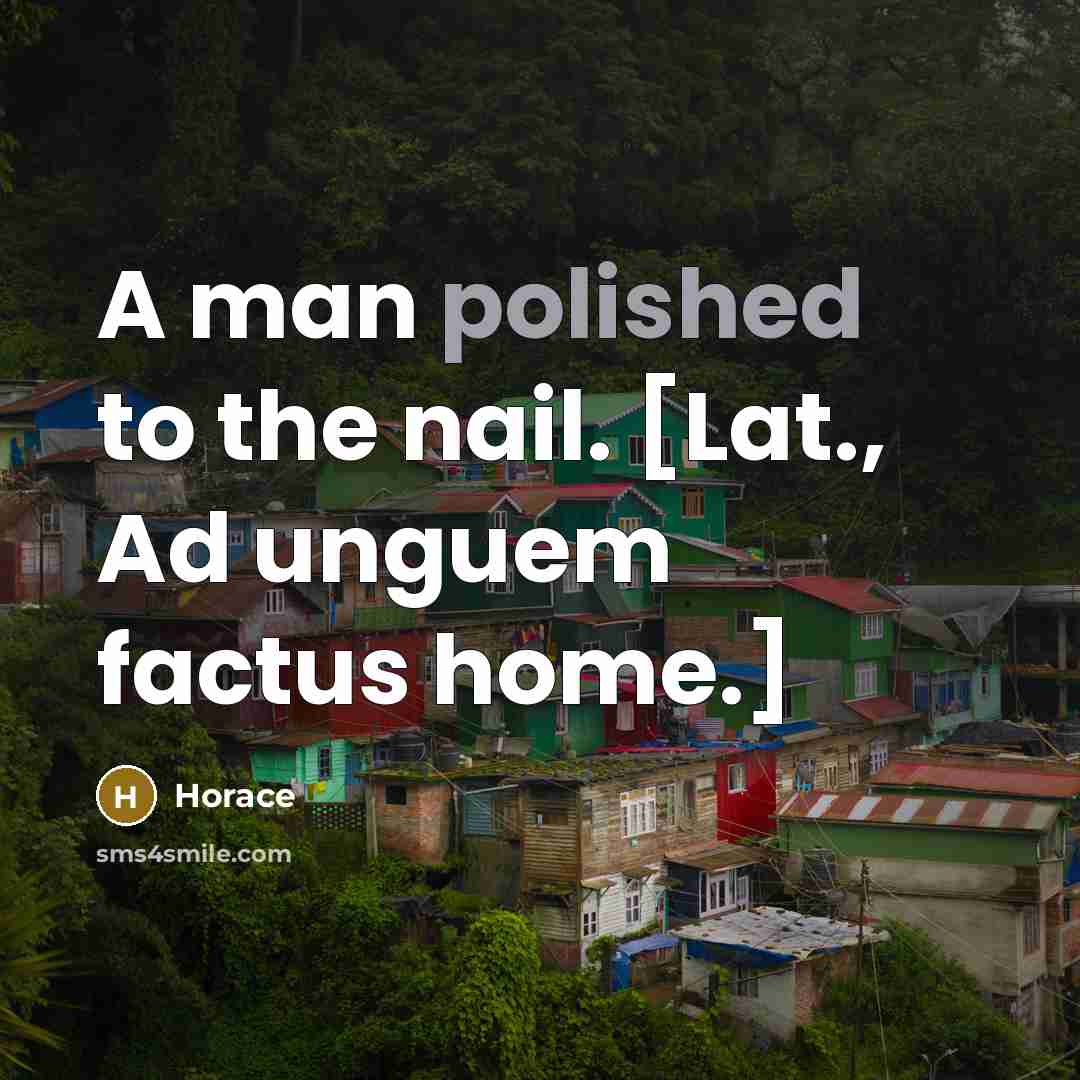 “A man polished to the nail. [Lat., Ad unguem factus…” quote by Horace