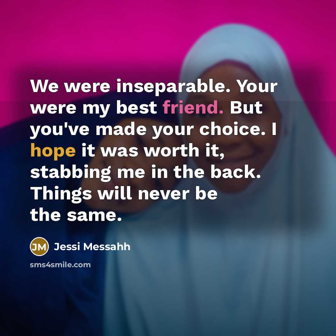“We were inseparable. Your were my best friend. But you've…” quote by Jessi Messahh