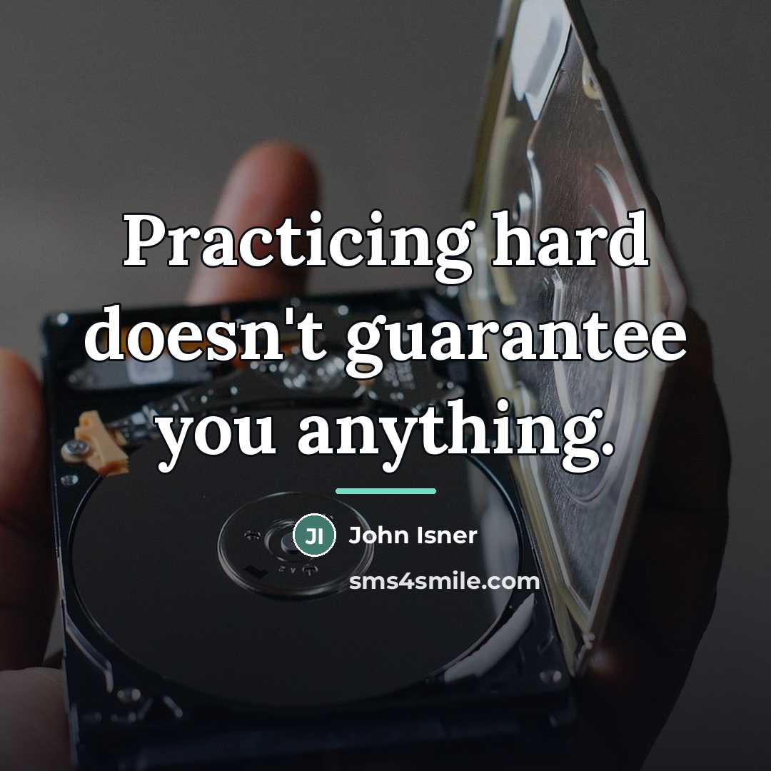 “Practicing hard doesn't guarantee you anything.…” quote by John Isner
